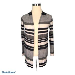 Loft Women's Sweater Cardigan Top S Small Striped Navy Blue Multi Long Sleeve